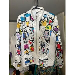 Oversized Simply Dolcezza Abstract Art Print Jacket L: 25 PTP:20